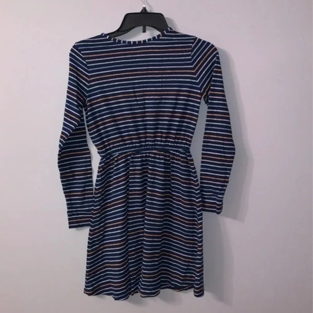 Blue pink orange stripe navy blue dress kids XL gymboree 14